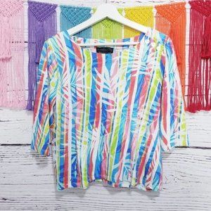 Thomas & Olivia Bright Tropical Floral Blouse Top